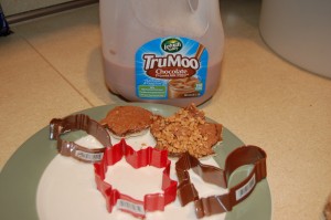 cookie cutters, chocolate milk