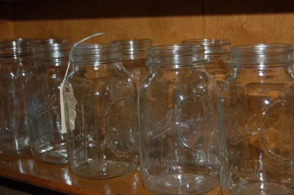 mason jars, row of mason jars